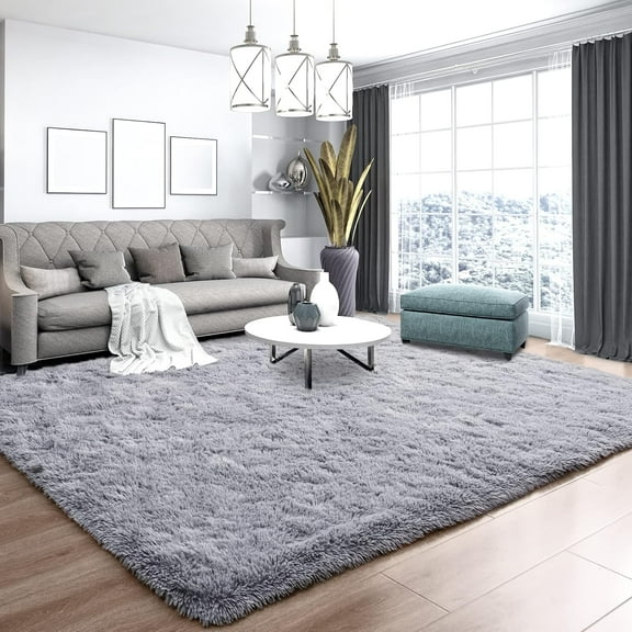 JAAE Luxury Fluffy Rug Ultra Soft Shag Carpet for Bedroom Living Room Big Area Rugs, 5'x7',Light Gray