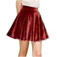 thumbnail image 2 of ZOYOEN Girls Velvet Skater Mini Skirt- Casual Stretch Pleated Kids School Uniform Red Size 5-14, 2 of 9