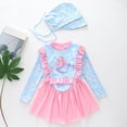thumbnail image 2 of LRen Swimsuit for Girls 7-8 Long Sleeve Swimsuit Two Piece Rash Guard Bathing Suit Upf 50+ Swimsuit Comfy Crew Neck Bikini Swimwear Toddler Girls Swimsuit, 2 of 7