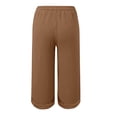 thumbnail image 6 of BVOFAR Ladies Wide Leg Capri Pants with Pockets Summer Drawstring Elastic Waist Crop Pants Loose Fit Knee Length Lounge Trousers Vacation Beach Capris Brown XL, 6 of 6