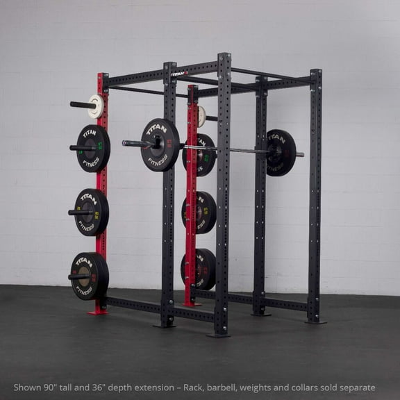 Titan Fitness X-3 Series 80" Red Bolt-Down Power Rack Extension Kit, 24" Depth, 1000 LB Capacity, 1.25" Pull Up Bar, Weight Plate Holders, Weightlifting and Strength Training