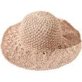 thumbnail image 3 of Floppy Beach Straw Hats for Women Foldable Summer Wide Brim Packable Sun Hat Womens Travel Straw Fedora Hat, 3 of 5