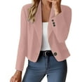 thumbnail image 2 of Shirts For Women Casual Solid Color Suit Jacket Lapel Keep Warm And Slim Loose Long Sleeve Fashion Cardigan Coat Womens Tops, 2 of 4