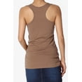 thumbnail image 2 of TheMogan Women's Basic Scoop Neck Racerback Stretch Cotton Tank Top Sleeveless Sporty Tee Mocha L, 2 of 7