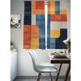 thumbnail image 4 of Abstract Stitching Sheer Curtains for Living Room Bedroom, Light-filtering Sheer Curtain, White Orange Blue Fluid Wash Art Rod Pocket Voile Window Treatment Drapes, 52’’Wx63’’L, 2 Panels Set, 4 of 7