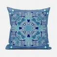 thumbnail image 2 of Amrita Sen Designs  26 x 26 in. Paisley Leaf Geo Duo Broadcloth Indoor & Outdoor Zippered Pillow - Muted Blue, Navy & Light Blue, 2 of 5