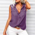 thumbnail image 4 of LIJCC Ladies Summer Loose Shirt Lapel Sleeveless Shirt Women'S Summer Solid Lapel Sleeveless Tank Tops Button Down Shirts Ladies Shirts, 4 of 5