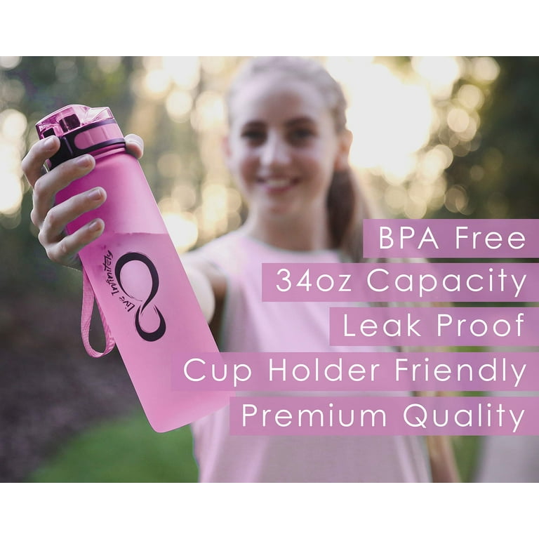 Live Infinitely Gym Water Bottle with Time Marker Fruit Infuser