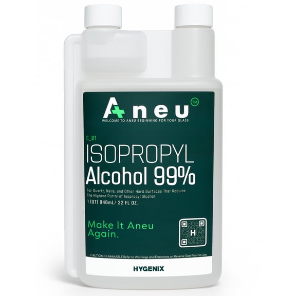 Aneu Isopropyl Alcohol 99% – 32oz (1 Pack) Lab Grade Cleaner | Ideal for Quartz, Tools, & Hard Surfaces | Easy-Access Reservoir for Convenient Dipping | 32oz - 1 Pack