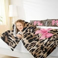 thumbnail image 4 of Homewish Ribbon Monogrammed K Full Size Comforter Sets for Girl, Kawaii Princess Style Bedding Comforter Set, Black Pink Cheetah Print Reversible Bedding Sets, Breathable Home Decor, 3 Pieces, 4 of 8