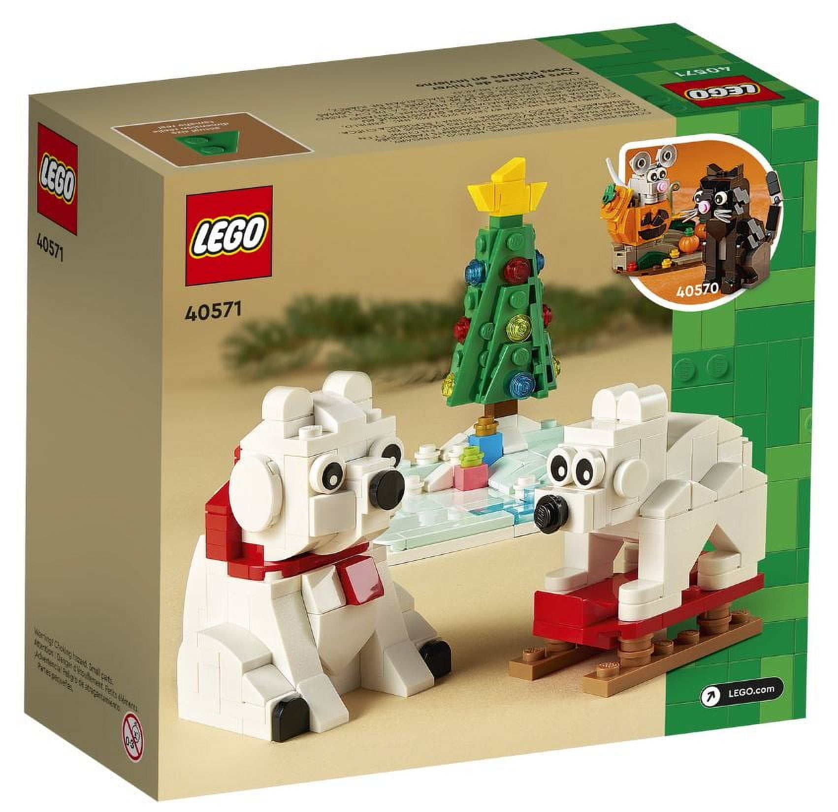LEGO Wintertime Polar Bears 40571 Christmas Décor Building Kit, Polar Bear Gift, Great Stocking Stuffer for Kids, Features a Christmas Tree Toy and Two Polar Bear Toys