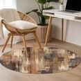 thumbnail image 4 of Round Area Rug 3.3 Ft, Brown Abstract Washable Non-Slip Circle Carpet for Living Room/Bedroom, Vintage Geometric Gradient Oil Painting Modern Low-Profile Small Kitchen Mats Collection Rugs for Indoor, 4 of 8