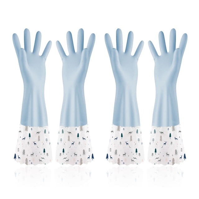 4pcs Guantes de Cocina-D-700 (Una Capa Sin Forro Polar) Boca Ancha-Azul-M Adepaton CPB-DE-WX185-5