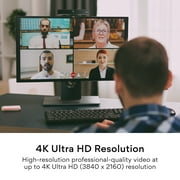 MEE audio 4K Ultra HD Professional Webcam with Wide Angle Lens, 4x Digital Zoom, and Dual Active Noise Cancelling Microphones for Conference Use