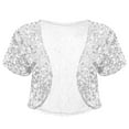 thumbnail image 5 of YIZYIF Womens Short Sleeve Cardigan Allover Shiny Sequins Cropped Shawl Shrug Club Cocktail Party Coat Silver One Size, 5 of 7