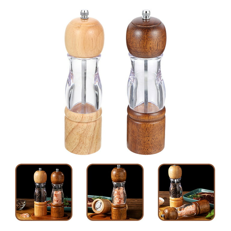 Tovendor Salt and Pepper Grinder Set, Stainless Steel Brushed Pepper Mill  with Bright Light, Adjustable Coarseness, Rechargeable Battery Powered (One