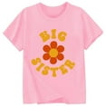 thumbnail image 3 of REDARER Girls' Floral & Big Sister Graphic Tee - Colorful Letter Printed Round Neck Short Sleeve Casual Fashion Kids Everyday Wear Top,4-5 Years, 3 of 3