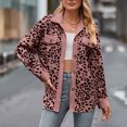 thumbnail image 3 of Women's 2024 Winter Quilted Jackets Leopard Print Lapel Coat Outerwear Casual Long Sleeve Button Down Blouse Shirts Tops Shacket Womens 2024 Fall Clothes Jacket, 3 of 6