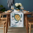 thumbnail image 2 of Coastal Turtle Table Runner - 108 Inch Long, Kitchen Dining Table Runner Dresser Scarves, Ocean Nautical Starfish Conch Seashells Farmhouse Decor for Coffee Tables Wedding Party Banquet, 2 of 8