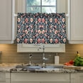 thumbnail image 5 of Dark Blue Floral Print Kitchen Curtains Tier Set 27x36 Inch 2 Panels Semi Sheer Light Filtering Privacy UV Protection, 5 of 8