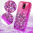 thumbnail image 3 of Cricket Debut/Vision 3/AT&T Calypso 1 & 2 (U318AA/U319AA) Phone Case Liquid Quicksand Glitter Phone Case Cover Full Body Coverage Protection for Girls Women - Hot Pink/Purple, 3 of 5
