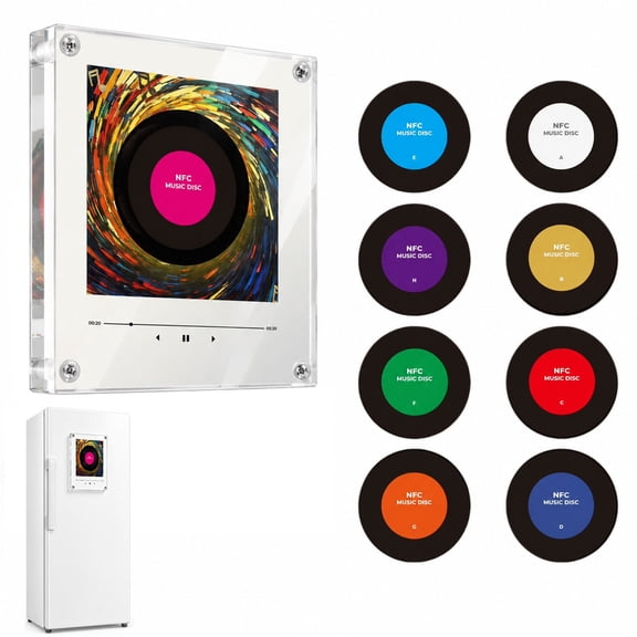 Waxlane Worship Music Box, Nfc Disc Trigger Audio Player with Magnetic Refrigerator Mount, Transparent Acrylic LED Design, Custom Audio Storage, USB Cable Powered Desktop Music Player Kit