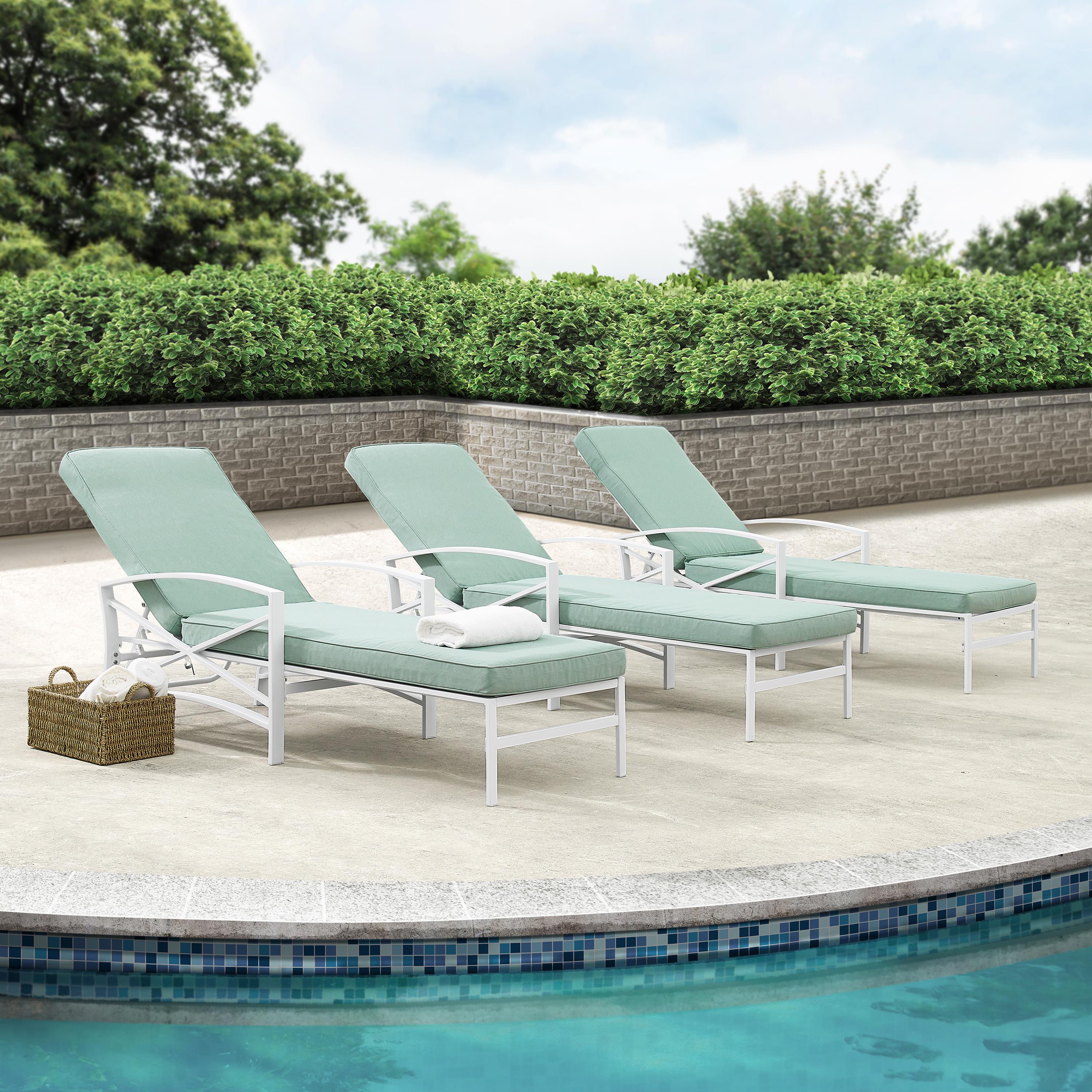 Crosley Kaplan Metal Patio Chaise Lounge in Mist and White - image 3 of 10