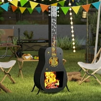 Outdoor Patio Fire Pit, Wood Burning Chimenea for Backyard, Metal Fireplace Stove for Garden Camping