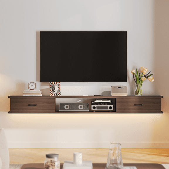 FloatiCasa 47-inch Wall-Mounted Floating TV Stand for TVs up to 50" Modern Entertainment Center TV Console with 2 Doors
