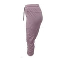thumbnail image 6 of Fiaer,Plus Size Hiking Capri Joggers for Women,Women's Elastic Waist Pleated Pocketed Pants,Ladies Lightweight Lace up Loose Fit Spliced Trousers Light Purple XL, 6 of 6