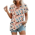 thumbnail image 4 of bnaln Womens Summer Tops Trendy Short Sleeve Tshirts Floral Boho Shirts V Neck T Shirts Elegant Flowy Tunic Tops Fashion Loose Fit Pullover Y2K Going Out Tops Holiday Tees, 4 of 4