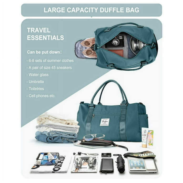 Gym Bag for Women Men, Travel Tote Bag Sport Gym Duffle Bag with Shoe  Compartment & Wet Pocket, Carry on Overnight Bag Hospital Bag