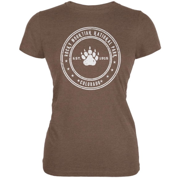 Rocky Mountain National Park Heather Brown Juniors Soft T-Shirt