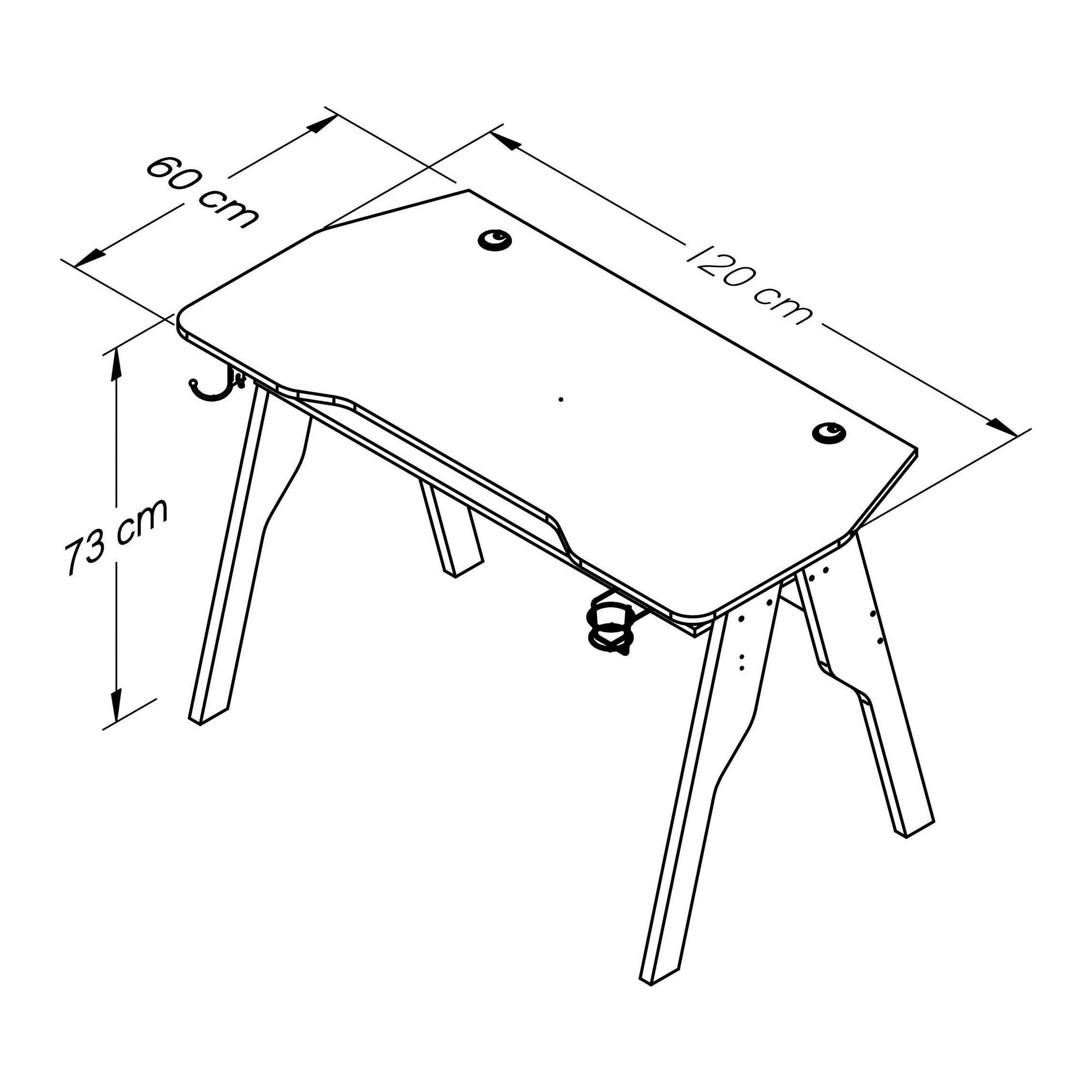 Inval Modern Gaming Desk with Cup Holder and Coat Hook Gray Plomo for Adult and Teen