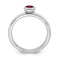 thumbnail image 3 of 925 Sterling Silver Stackable Expressions Low 4mm Round Cr. Ruby Ring Size: 5; for Adults and Teens; for Women and Men, 3 of 7