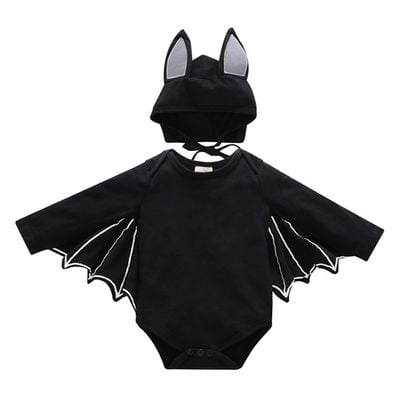 KABOER Stylish 1Set Toddler Newborn Baby Boy Girl Halloween Cosplay Bat Romper Hat Outfit Set Black