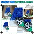 thumbnail image 3 of Soccer Star Birthday Candle - Creative Cartoon Design with Soccer Ball Decor, Tinsel Accents - Boys Birthday Parties, Soccer Themed Celebrations, Sports Fan Events, 3 of 6