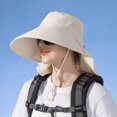 thumbnail image 2 of Prolriy Sun Hats for Women Summer Big Eaves Shawl Hat Fisherman Fashion Sun Hat Outdoor with Ponytail Hole Hat Beach Hats for Women Beige, 2 of 3
