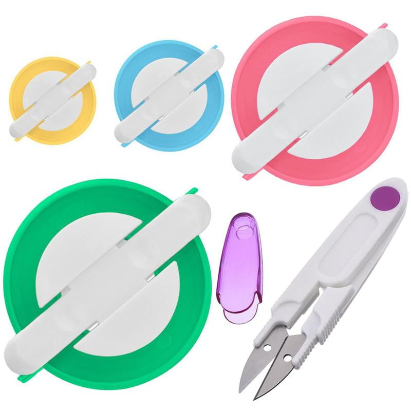 Pompom Makers, 4 Sizes Pom-pom Maker Fluff Ball Weaver Needle Craft Wool Yarn Knitting Tool Kit DIY with Scissors