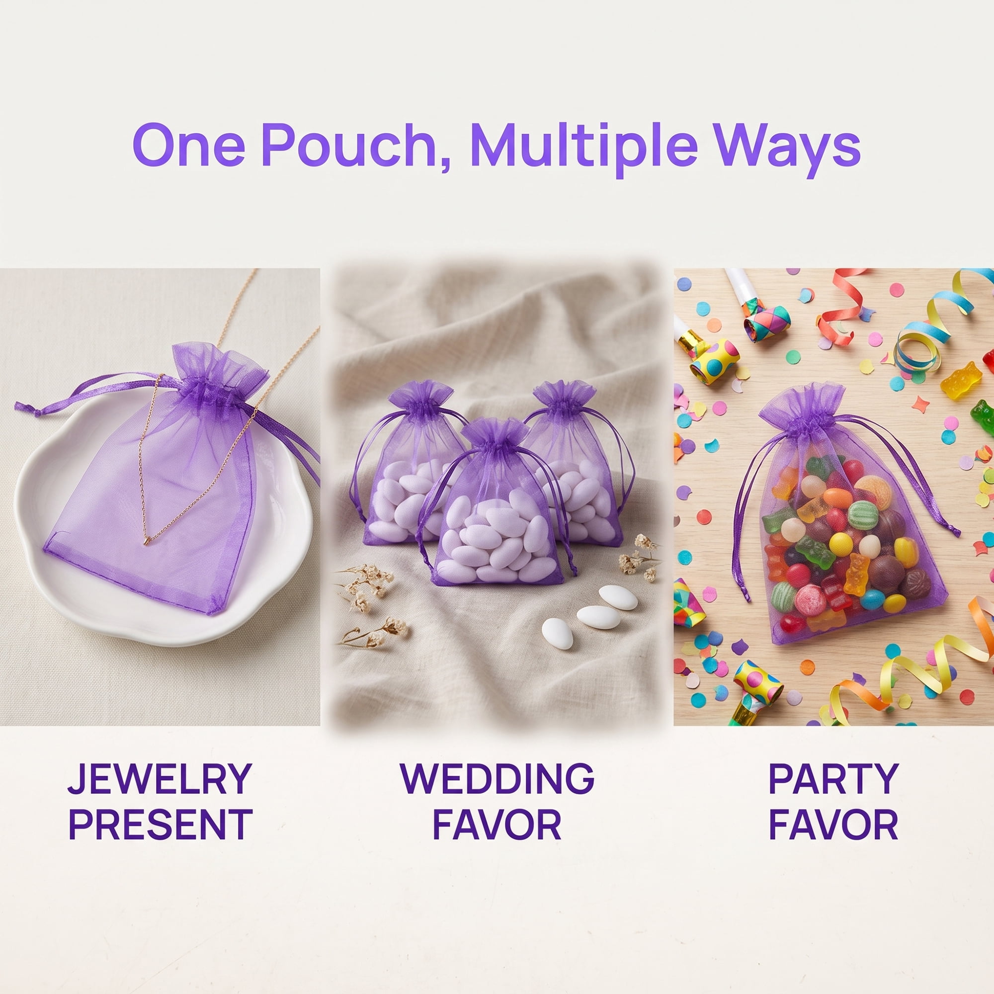 Unique Bargains Multi-Purpose Gift Bags with Handles for Events Dark Purple 3.5" x 4.7"