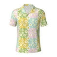 thumbnail image 2 of Daiia Daisies Flowers Pattern Men’s Polo Shirts,Solid Deck Shirt,Classic Fit, Breathable Cotton Polo for Casual and Sport Wear-Large, 2 of 9