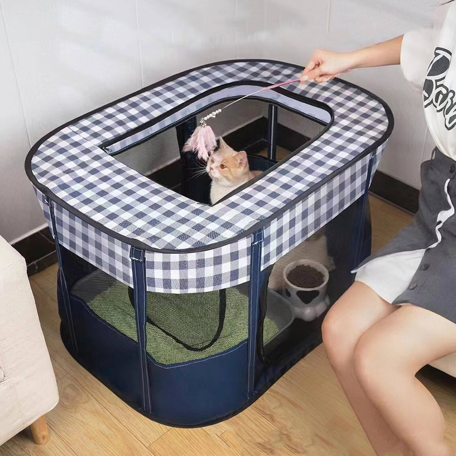 AUQ Cat Playpen,Versatile Multi-Use Puppy Playpen,Easy to Clean Maintain Dog Tent,XL