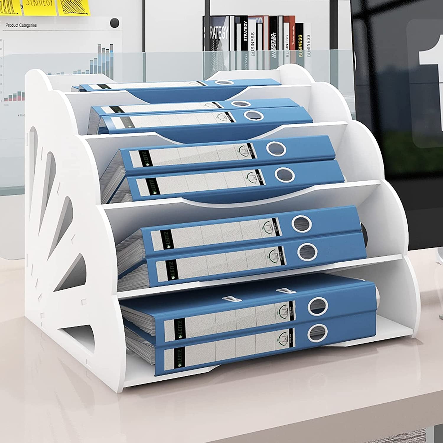 Natwind 4-Tier Paper Organizer for Desk Desktop Office Supplies Desk  Organizer Mail Letter Tray & Paper for Home Office School（white）