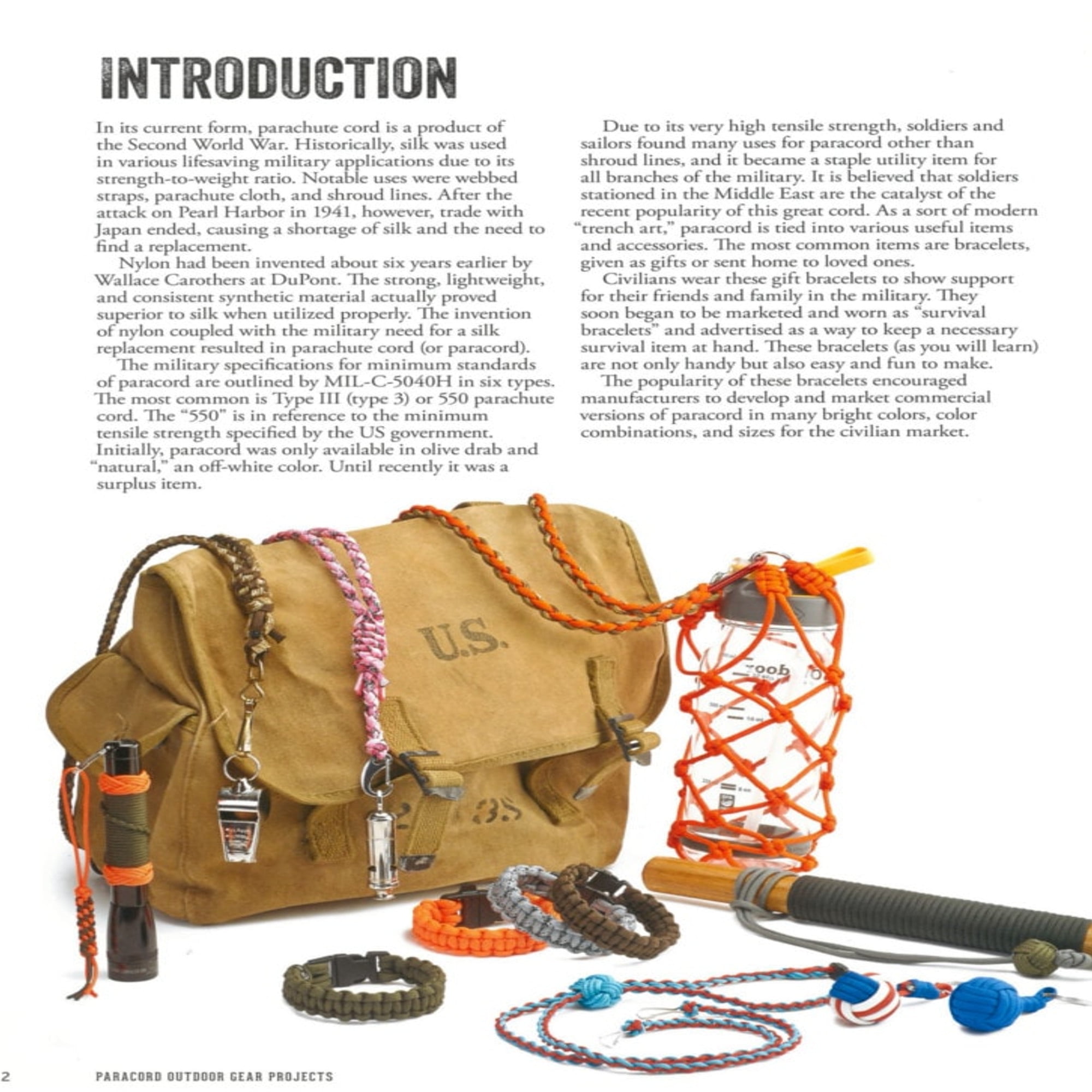 Paracord Outdoor Gear DIY Craft Book and Crafting Kit - Create Simple Projects for the Outdoors - Survival Bracelet, Knots, Handle Wraps, and More