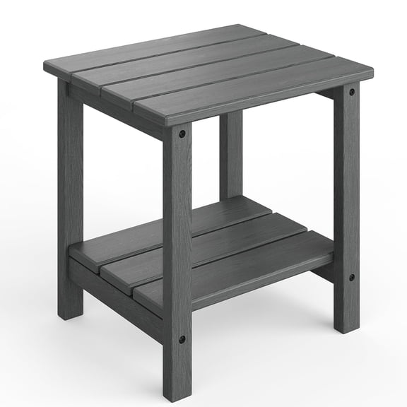 Garvee 2-Tier HDPE All Weather Adirondack Outdoor Side Table, 17.71" x 15.35" x 18.11", Gray