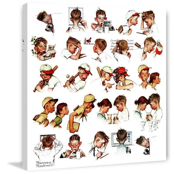 Marmont Hill "Day in the Life of a Boy" by Norman Rockwell Painting Print on Canvas