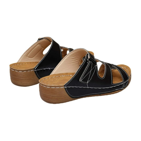 NOKIO Non Slip Slippers for Women's Beach Slope Heel Slippers Hollow Casual Slippers Slope Bottom Shoes Retro Sandals