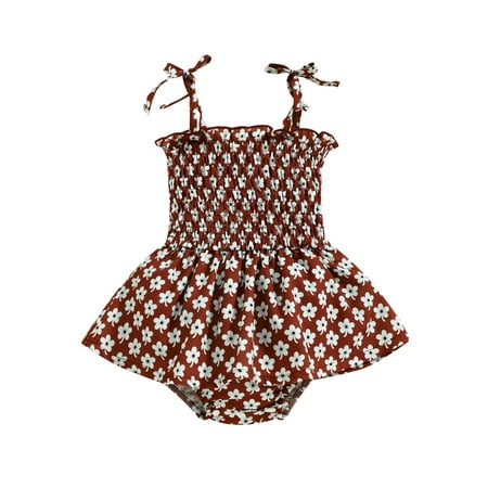 

Binpure Infant Girl s Romper Dress Spaghetti Strap Tie-Up Sleeveless Romper