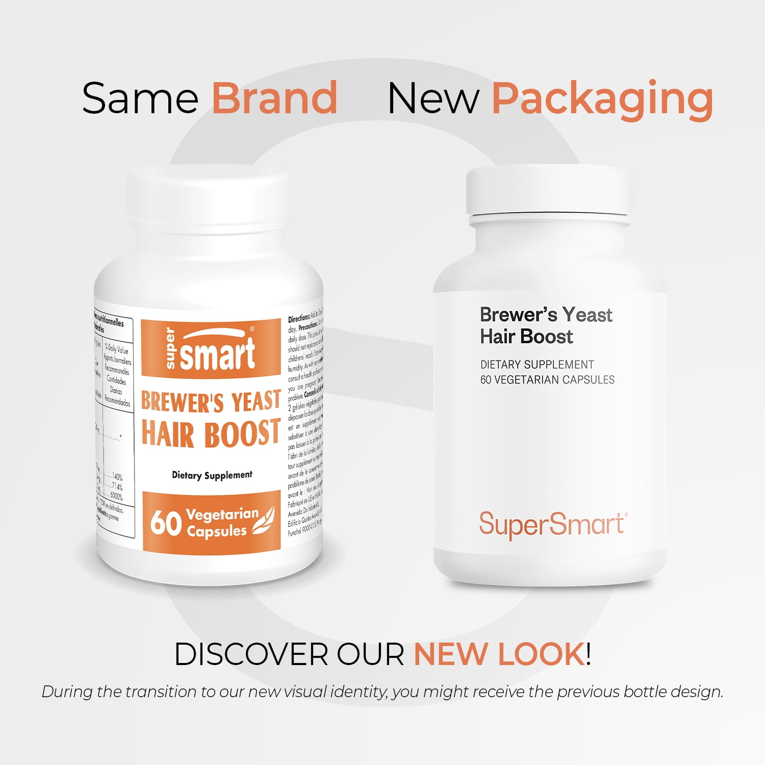SuperSmart Brewer's Yeast Hair Boost (Advanced Formula) - with Saccharomyces Cerevisiae, Zinc, Biotin - Hair Supplement | Non-GMO - 60 Vegetarian Capsules