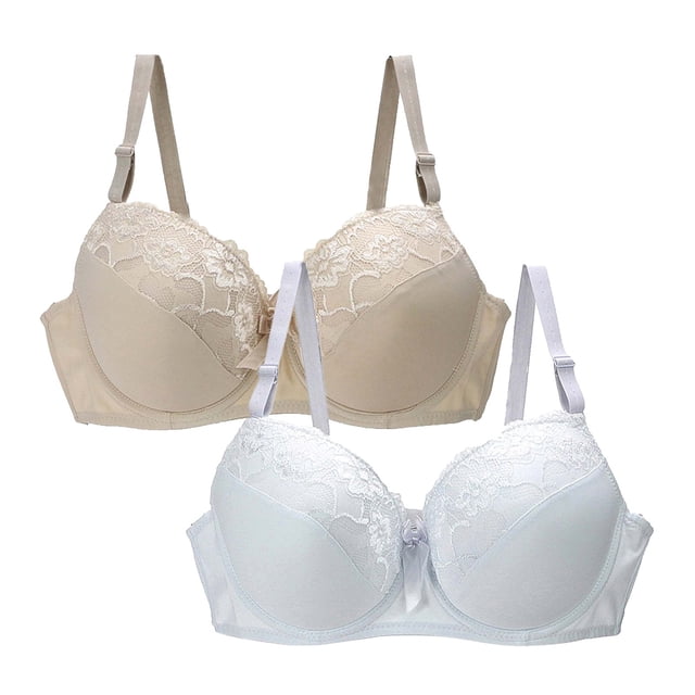 Breezora Delicate Lace Full Coverage Underwire Bra for Women Extended Sizes Supportive Comfort Fit 100D Size Blue